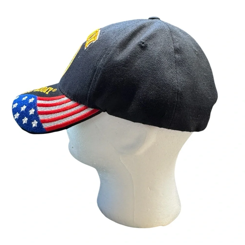 Official‎ U.S. Army Black Cap with logo patch and American Flag embroidered